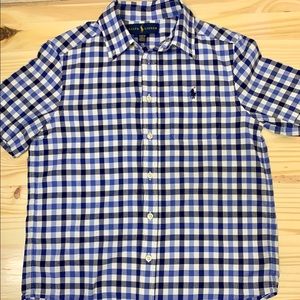 Ralph Lauren Boys Blue Plaid Short Sleeve Shirt YM